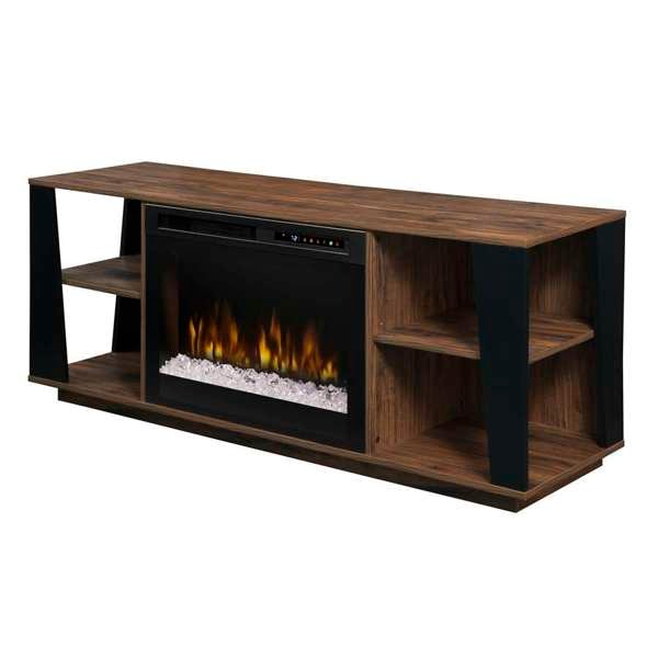 Dimplex GDS26G8-1918TW walnut and black TV stand with acrylic ember bed electric fireplace insert
