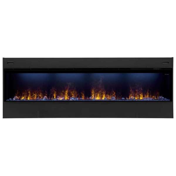 Dimplex OLF86-F wide built-in electric fireplace with acrylic crystal media and multi-color flame