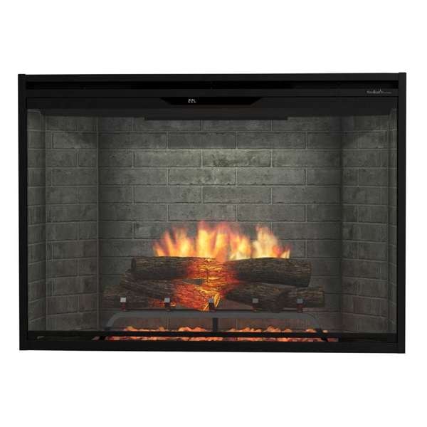 Dimplex Revillusion 42 Neutral Brick electric fireplace with gray running bond interior