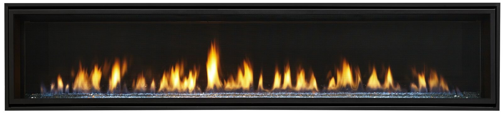 Majestic Echelon II 72 product shot with orange and blue flame and fire glass media