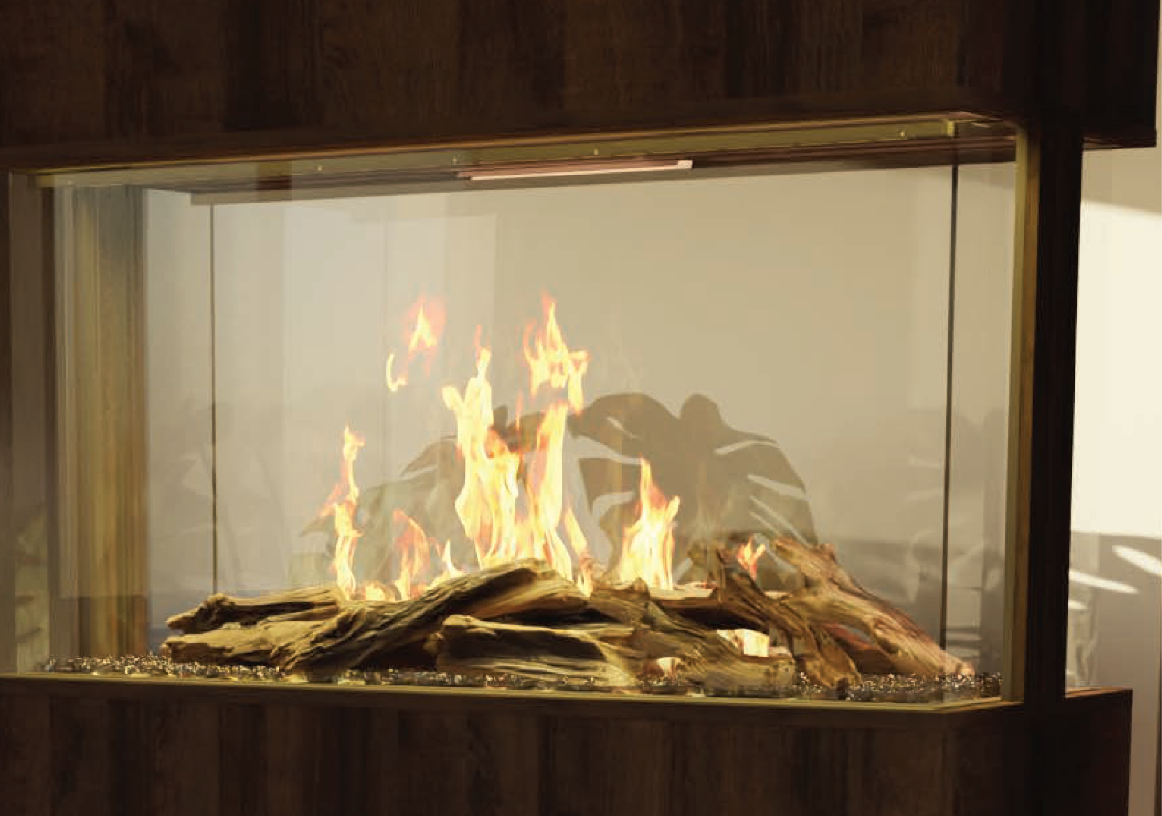 Modern Flames Nova electric fireplace clear glass rendering