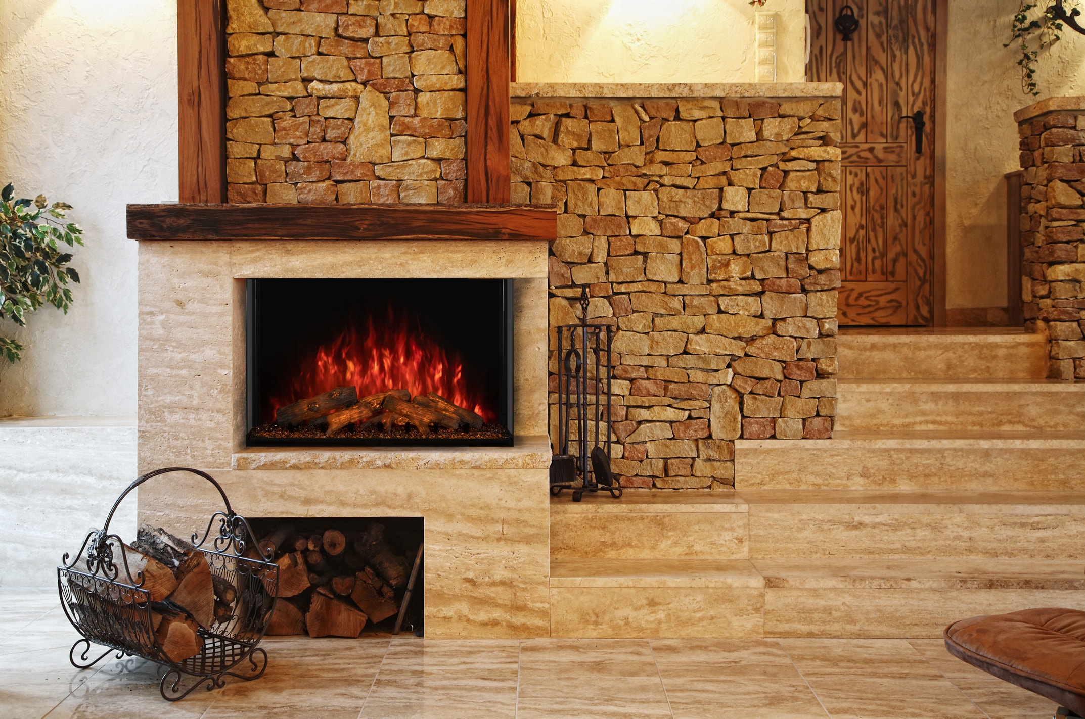 Modern Flames Sedona 42 electric fireplace in stone surround living room